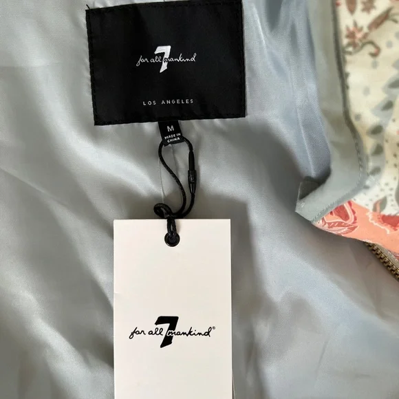 NWT 7 For All Mankind Cotton Quilted Patchwork Floral Jacket Bomber - Picture 7 of 11